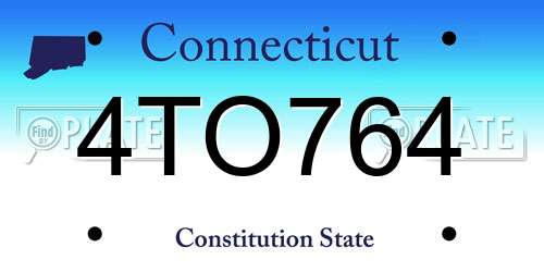 4TO764 Connecticut License Plate