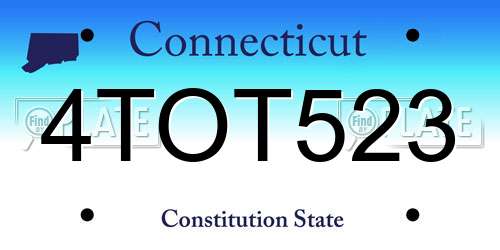 4TOT523 Connecticut License Plate