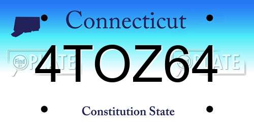4TOZ64 Connecticut License Plate