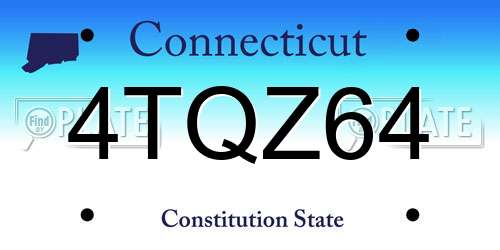4TQZ64 Connecticut License Plate