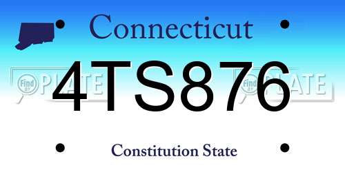 4TS876 Connecticut License Plate