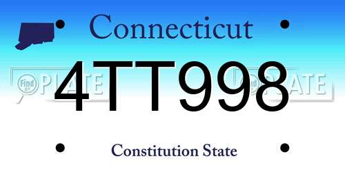 4TT998 Connecticut License Plate