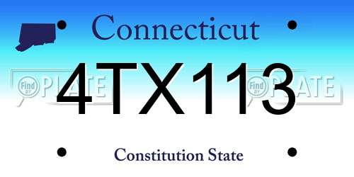 4TX113 Connecticut License Plate