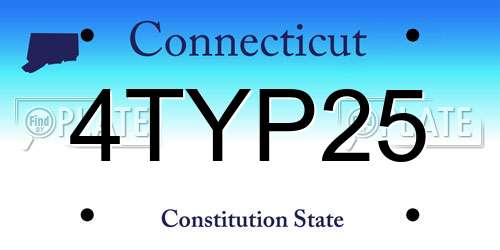 4TYP25 Connecticut License Plate