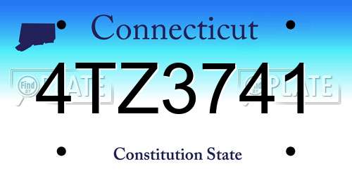4TZ3741 Connecticut License Plate