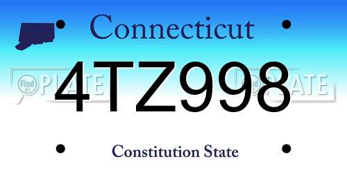 4TZ998 Connecticut License Plate