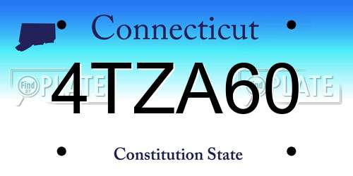 4TZA60 Connecticut License Plate