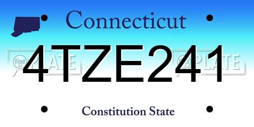 4TZE241 Connecticut License Plate