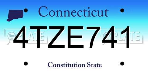 4TZE741 Connecticut License Plate