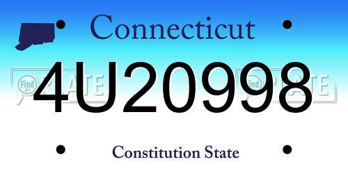 4U20998 Connecticut License Plate
