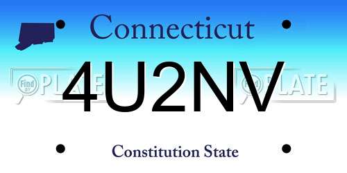 4U2NV Connecticut License Plate