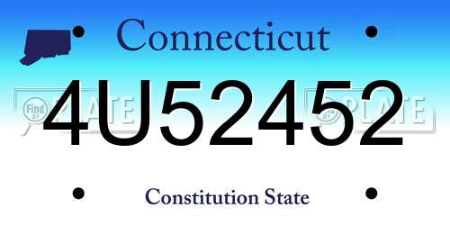 4U52452 Connecticut License Plate