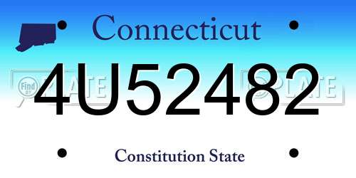 4U52482 Connecticut License Plate