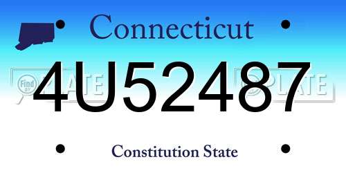 4U52487 Connecticut License Plate