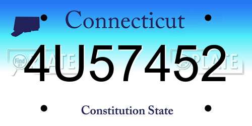4U57452 Connecticut License Plate