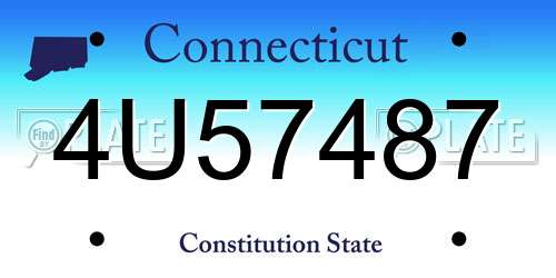 4U57487 Connecticut License Plate