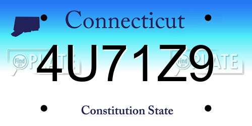 4U71Z9 Connecticut License Plate