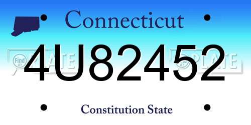 4U82452 Connecticut License Plate