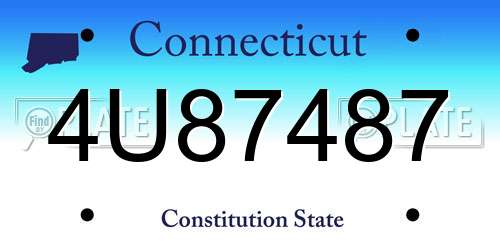 4U87487 Connecticut License Plate