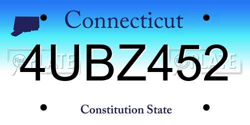 4UBZ452 Connecticut License Plate