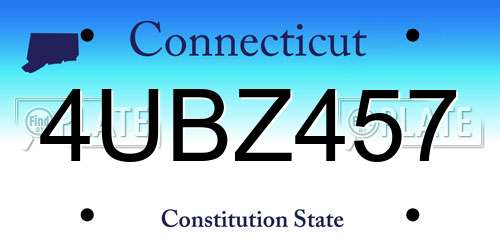 4UBZ457 Connecticut License Plate