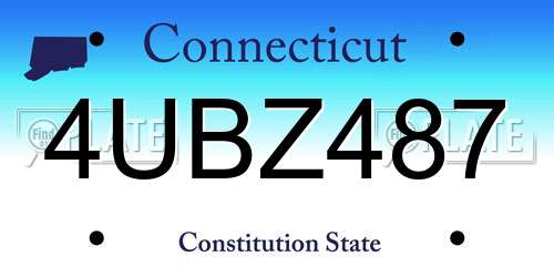 4UBZ487 Connecticut License Plate