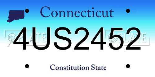4US2452 Connecticut License Plate