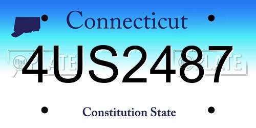 4US2487 Connecticut License Plate