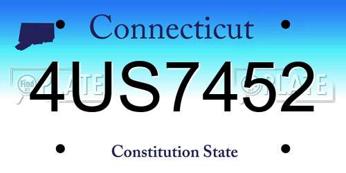4US7452 Connecticut License Plate
