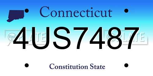 4US7487 Connecticut License Plate