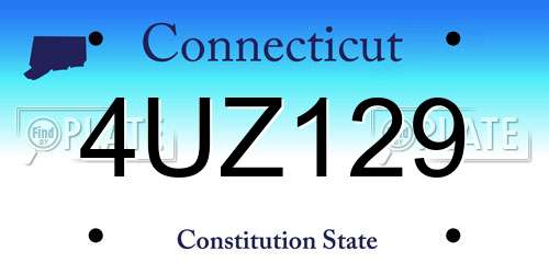 4UZ129 Connecticut License Plate