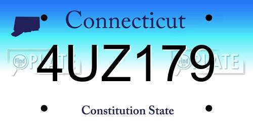 4UZ179 Connecticut License Plate