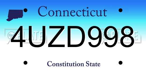 4UZD998 Connecticut License Plate