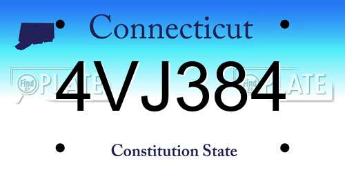 4VJ384 Connecticut License Plate