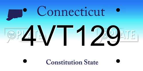 4VT129 Connecticut License Plate
