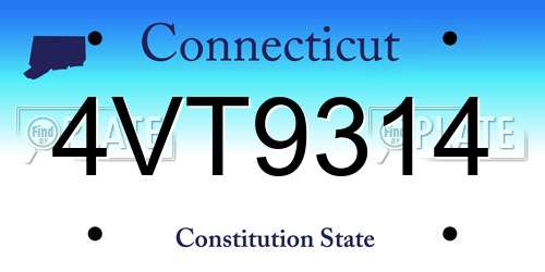 4VT9314 Connecticut License Plate