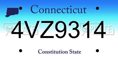 4VZ9314 Connecticut License Plate