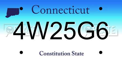 4W25G6 Connecticut License Plate