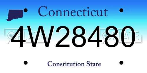 4W28480 Connecticut License Plate
