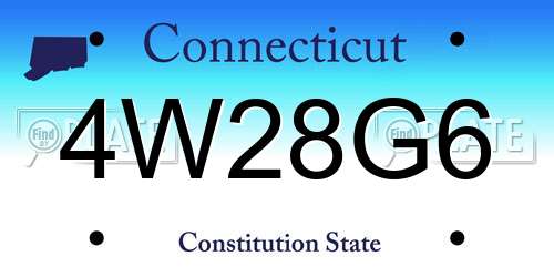 4W28G6 Connecticut License Plate