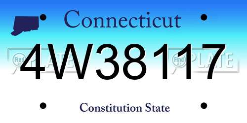 4W38117 Connecticut License Plate