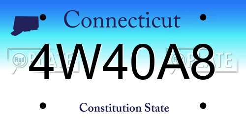 4W40A8 Connecticut License Plate