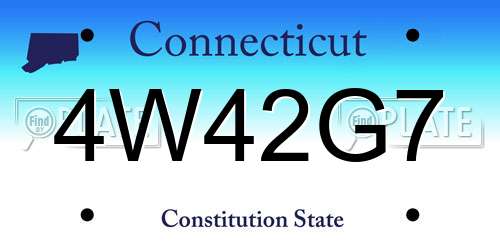 4W42G7 Connecticut License Plate
