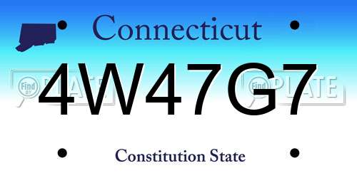 4W47G7 Connecticut License Plate