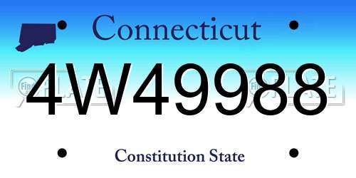 4W49988 Connecticut License Plate