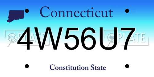 4W56U7 Connecticut License Plate