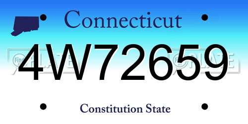 4W72659 Connecticut License Plate