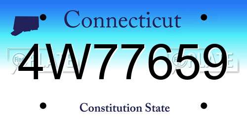4W77659 Connecticut License Plate