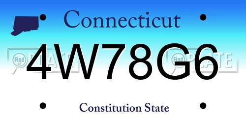 4W78G6 Connecticut License Plate