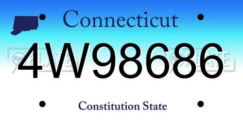 4W98686 Connecticut License Plate